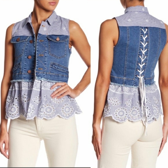 Tea and cup cut off vest w mixed media - Picture 1 of 4